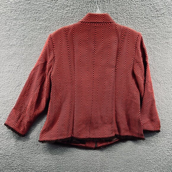 Randolph Duke Womens Plus 22W Red Black Chevron Zip-Front Jacket Retro Statement - Picture 2 of 7